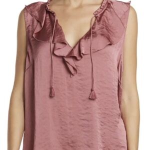 PAIGE Purple Sleeveless Blouse with Ruffle Neck